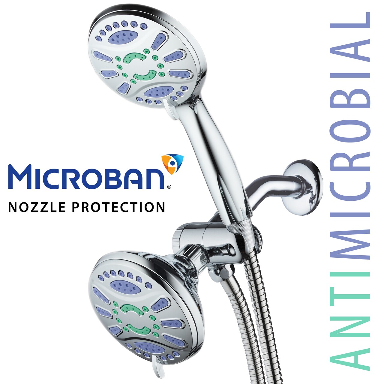 Aquastar Microban 48-Mode Chrome Finish Shower Head Combo